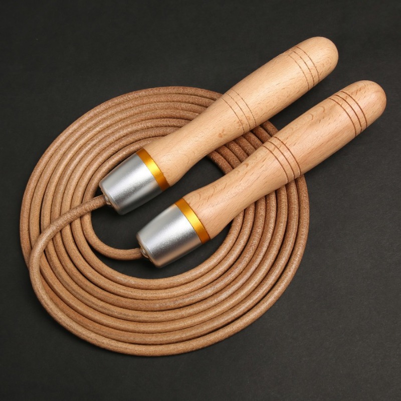 Wooden Handle Cowhide Jump Rop - Jump Rope Speed Bearing 评论和价格