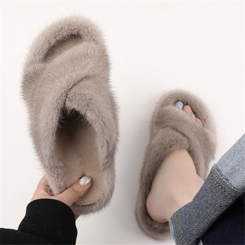 Mink Fur Slippers For Women Sh - Crossfit Outdoor 评论和价格