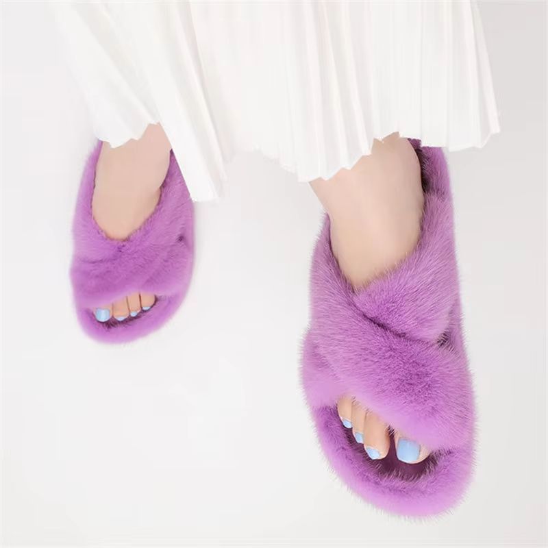 Mink Fur Slippers For Women Sh - Crossfit Outdoor 评论和价格