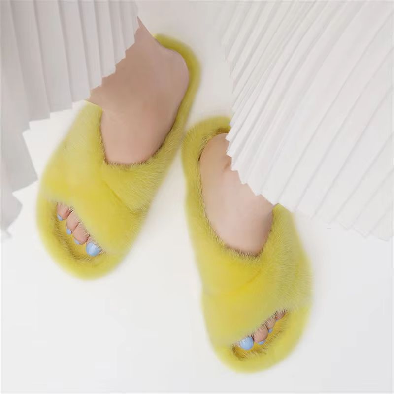 Mink Fur Slippers For Women Sh - Crossfit Outdoor 评论和价格